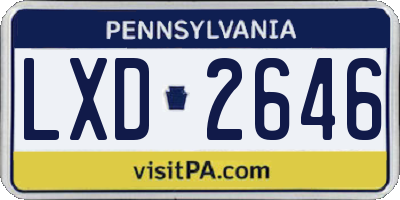 PA license plate LXD2646