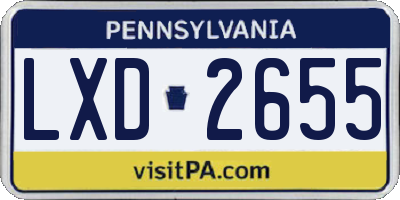 PA license plate LXD2655