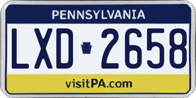 PA license plate LXD2658