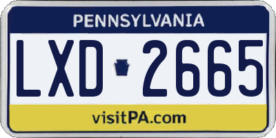 PA license plate LXD2665