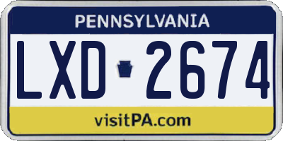 PA license plate LXD2674