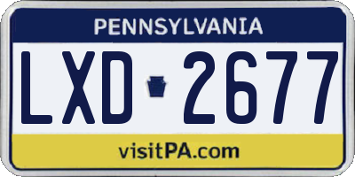 PA license plate LXD2677