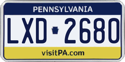 PA license plate LXD2680