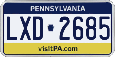 PA license plate LXD2685