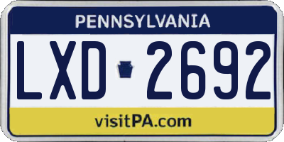 PA license plate LXD2692