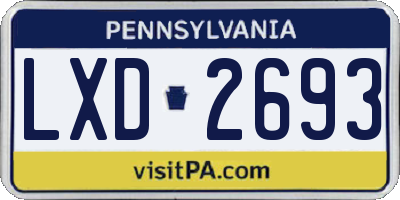 PA license plate LXD2693