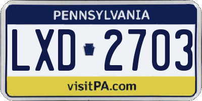 PA license plate LXD2703