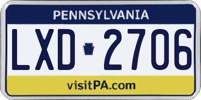 PA license plate LXD2706