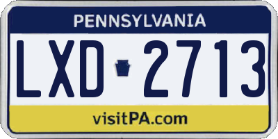 PA license plate LXD2713