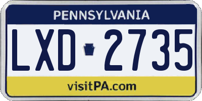 PA license plate LXD2735