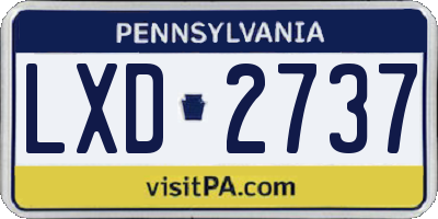 PA license plate LXD2737