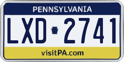 PA license plate LXD2741