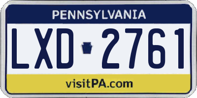 PA license plate LXD2761