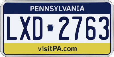 PA license plate LXD2763