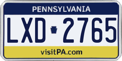 PA license plate LXD2765