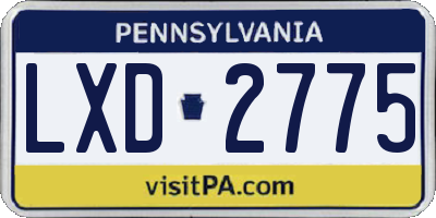 PA license plate LXD2775
