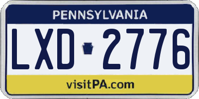 PA license plate LXD2776