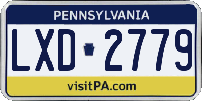 PA license plate LXD2779