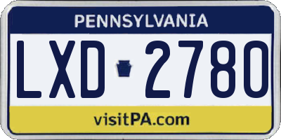 PA license plate LXD2780