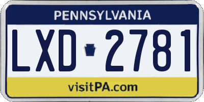 PA license plate LXD2781
