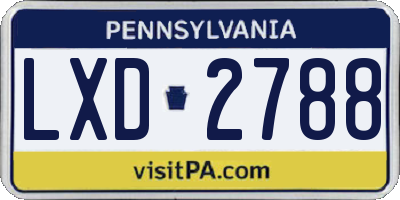 PA license plate LXD2788
