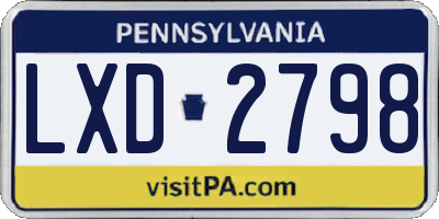 PA license plate LXD2798