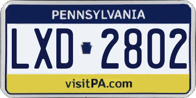 PA license plate LXD2802