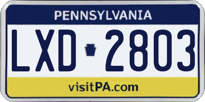 PA license plate LXD2803