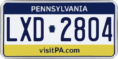 PA license plate LXD2804