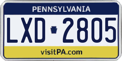 PA license plate LXD2805