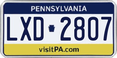 PA license plate LXD2807