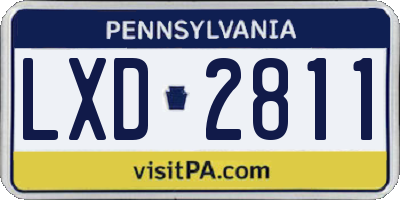 PA license plate LXD2811