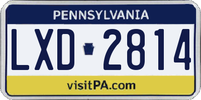 PA license plate LXD2814