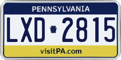 PA license plate LXD2815