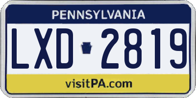 PA license plate LXD2819