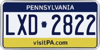 PA license plate LXD2822