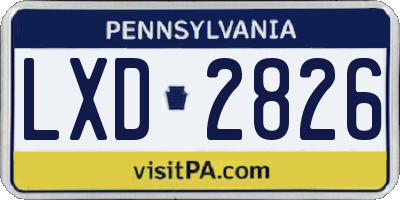 PA license plate LXD2826