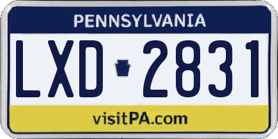 PA license plate LXD2831