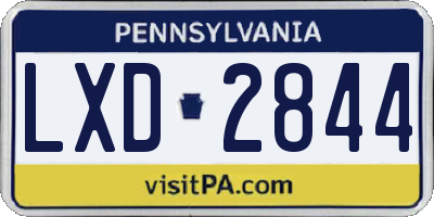 PA license plate LXD2844