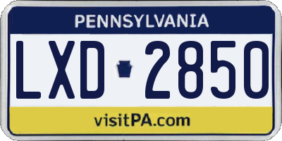 PA license plate LXD2850