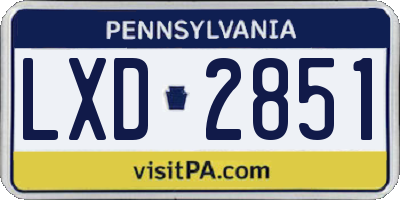 PA license plate LXD2851
