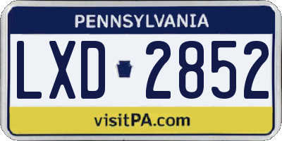 PA license plate LXD2852