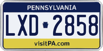 PA license plate LXD2858