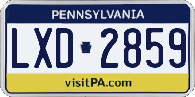 PA license plate LXD2859
