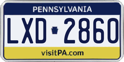 PA license plate LXD2860