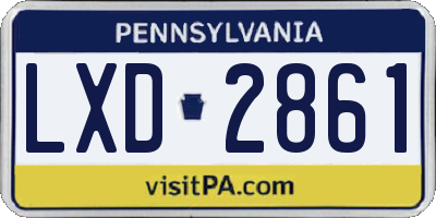PA license plate LXD2861