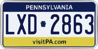 PA license plate LXD2863