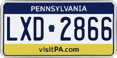 PA license plate LXD2866