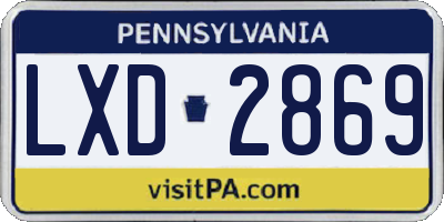 PA license plate LXD2869