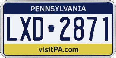 PA license plate LXD2871